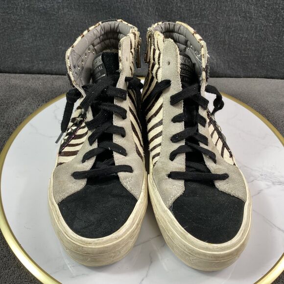 Vintage Havana High Top Gladice Zebra Stud Pink Sneakers Women’s 8 Zipper LaceUp - Picture 2 of 15